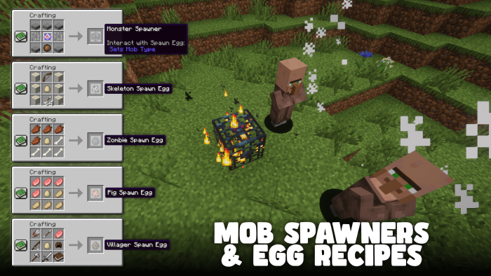 Mob Spawners And Eggs Recipes для Майнкрафт [1.20.1, 1.19.4, 1.19.2]