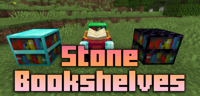 Stone Bookshelves для Майнкрафт [1.20.1, 1.19.4]