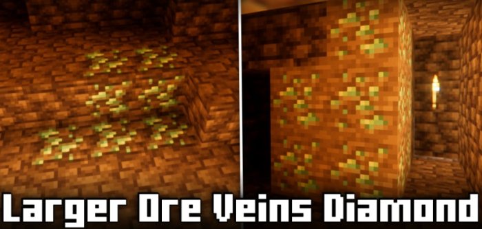 Larger Ore Veins: Diamond для Майнкрафт [1.21, 1.19.2]