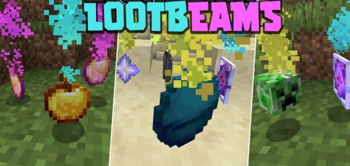 Lootbeams для Майнкрафт [1.21.1, 1.20.4, 1.20.1]