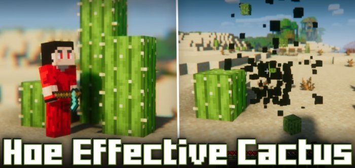 Hoe Effective Cactus для Майнкрафт [1.21.1, 1.21, 1.20.6]