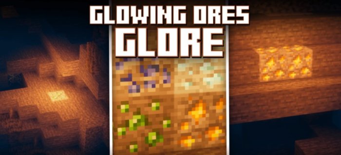 Glore – Glowing Ores для Майнкрафт [1.21.3, 1.21.1, 1.21]