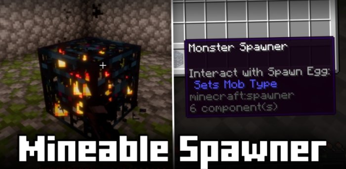 Mineable Spawner для Майнкрафт [1.21.5, 1.21.4, 1.21.3]