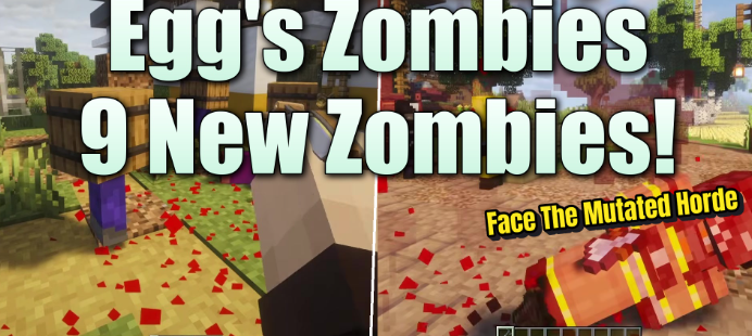 Egg’s Zombies 9 New Zombies для Майнкрафт [1.20.1, 1.20]