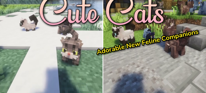 Cute Cats для Майнкрафт [1.21.11, 1.21.10, 1.21.9]
